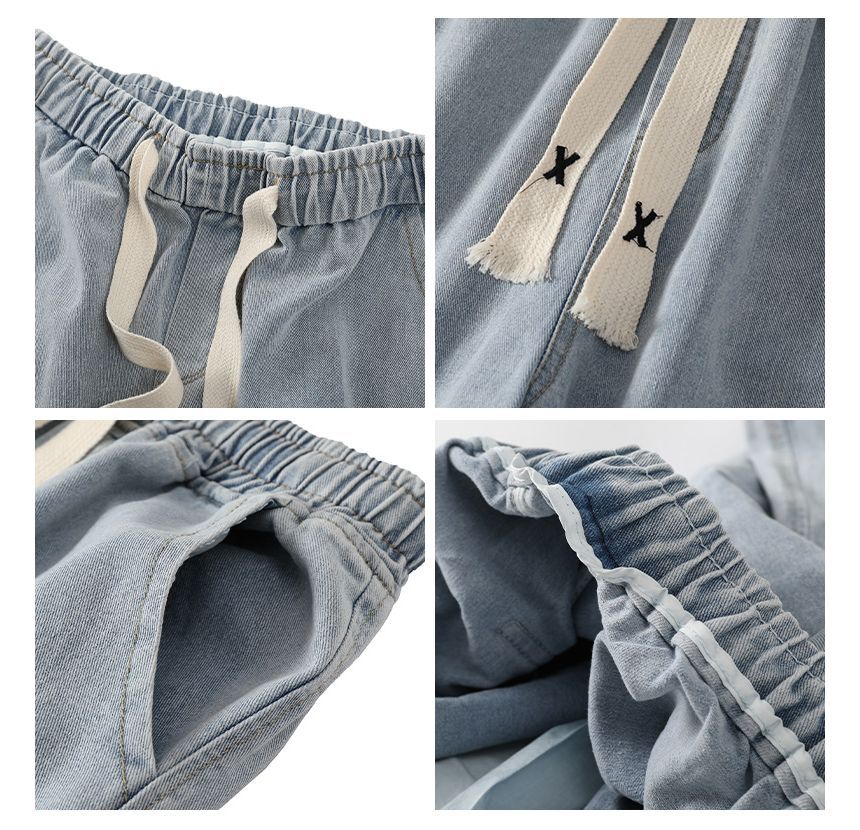 Breeson - Low Rise Washed Wide Leg Jeans