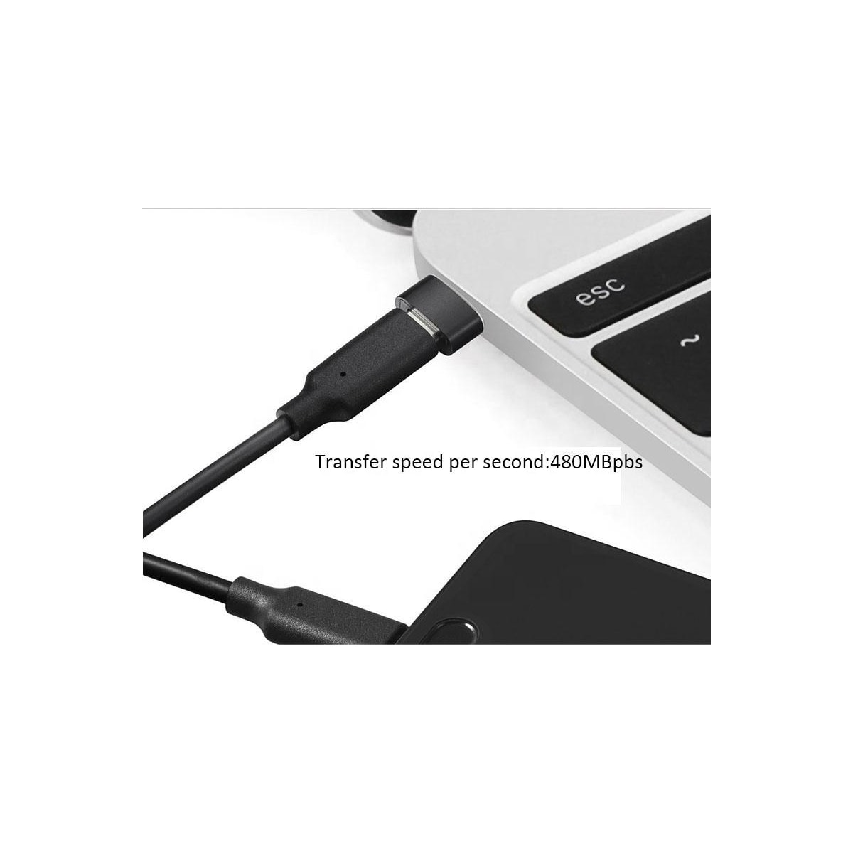 USB-C til USB 2.0-adapter Sort