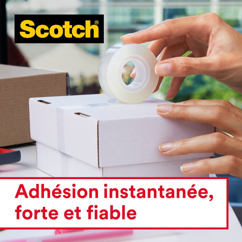 Pack 3 rubans adhésifs Scotch Crystal transparent 33 m + 1 OFFERT