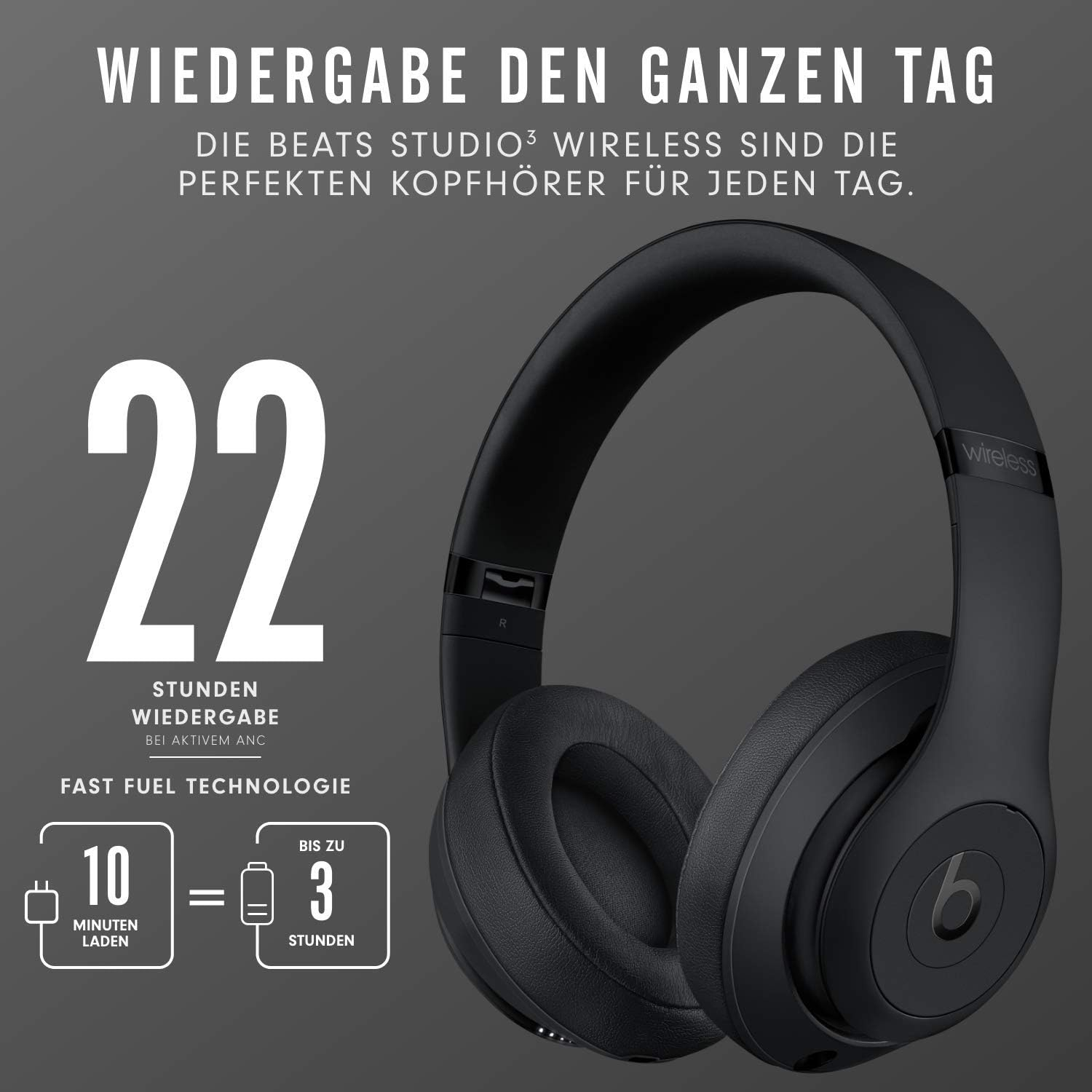 Studio3 Wireless Bluetooth Kopfhörer Over-Ear Headset mit Pure ANC (MX3X2ZM/A) - Matte Black