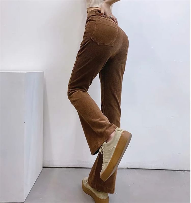 Flotto - Hoge taille effen corduroy flared broek