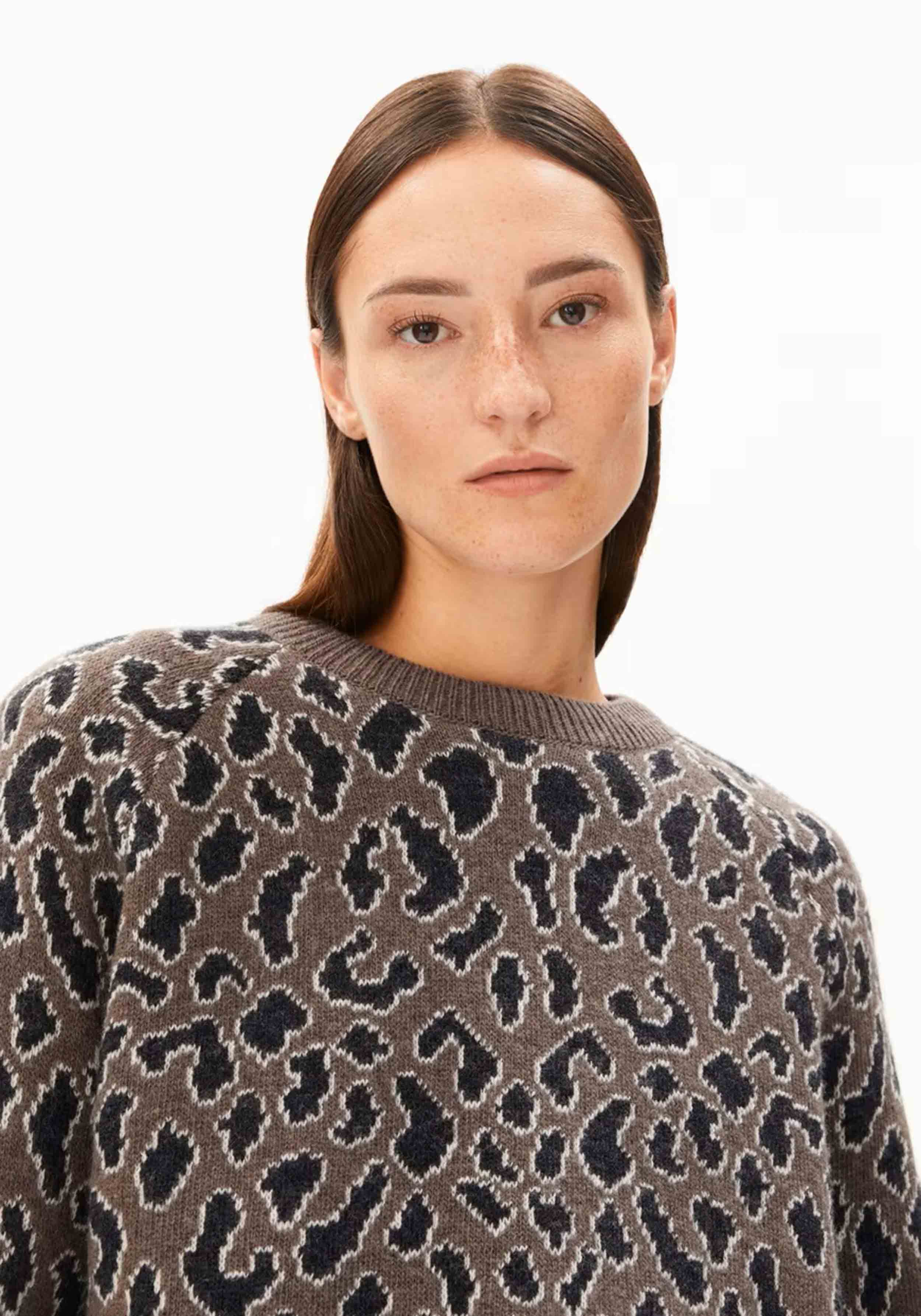 Armedangels Strickpullover Diliriaa Leopaa Walnut Cream