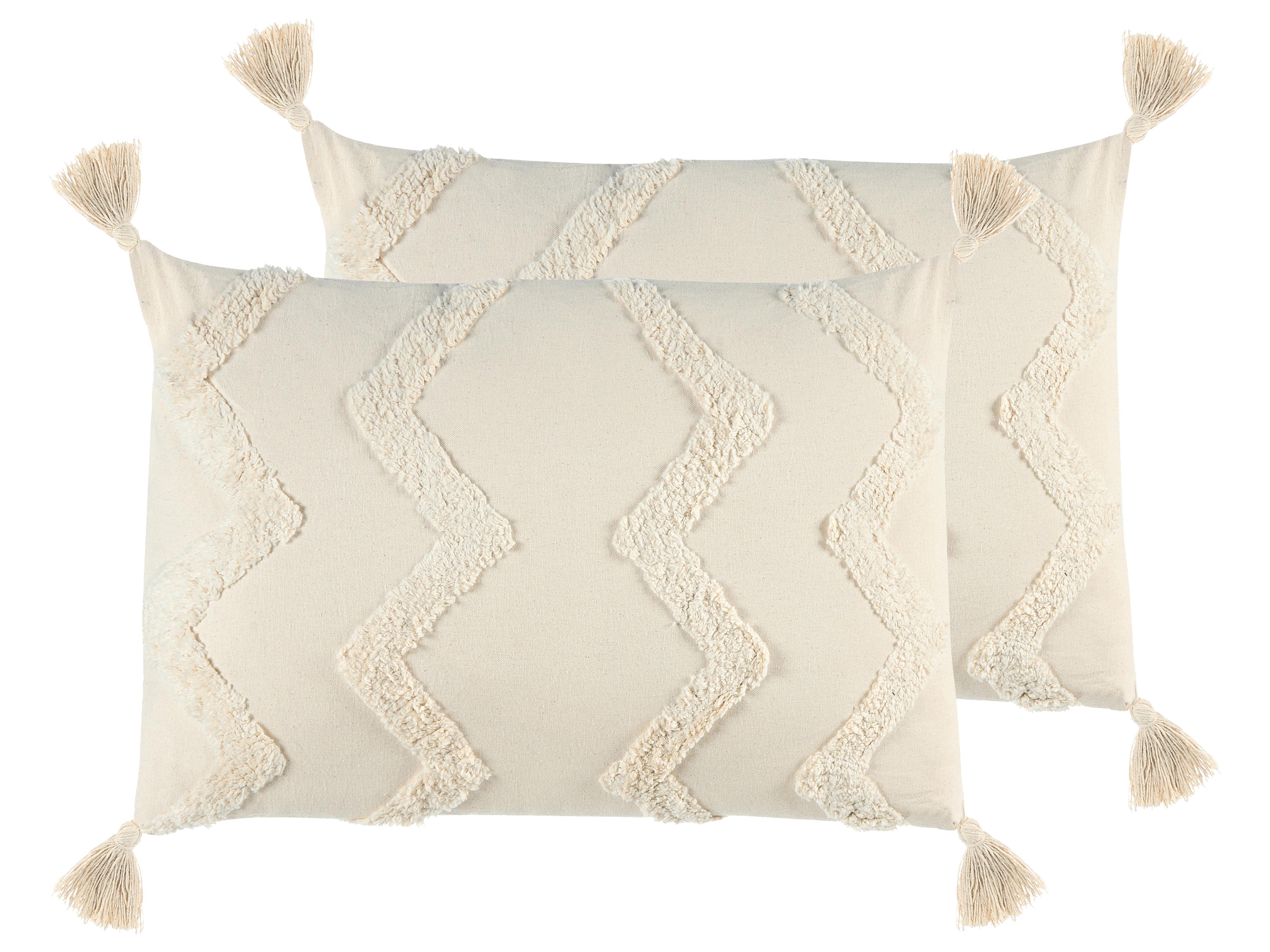 Set van 2 sierkussens CERINTHE Katoen 40 x 60 cm Lichtbeige chevron patroon