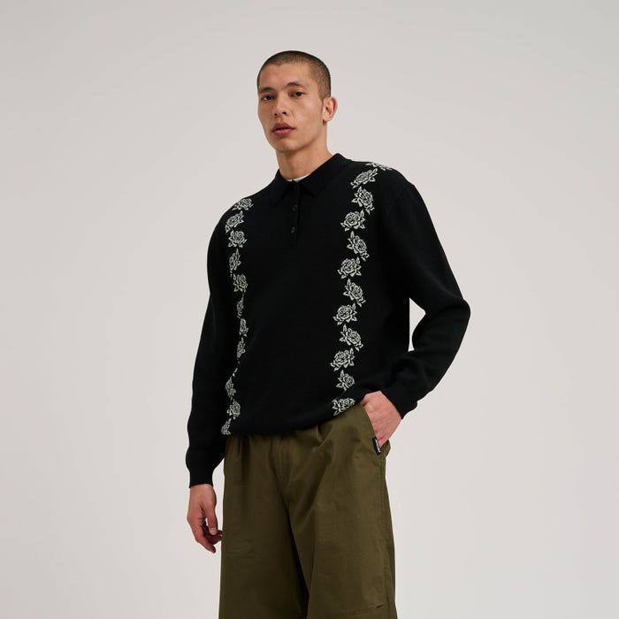 Shake Junt Donnie Polo Knit Crew Black Rose
