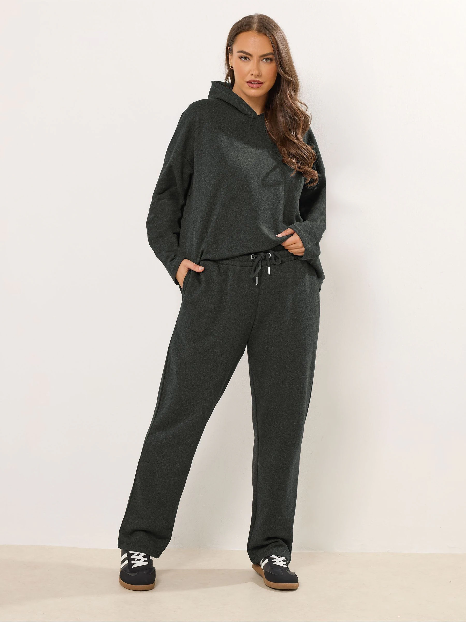 Lichtgrijs - Yours Curve Tie Waistband Joggers
