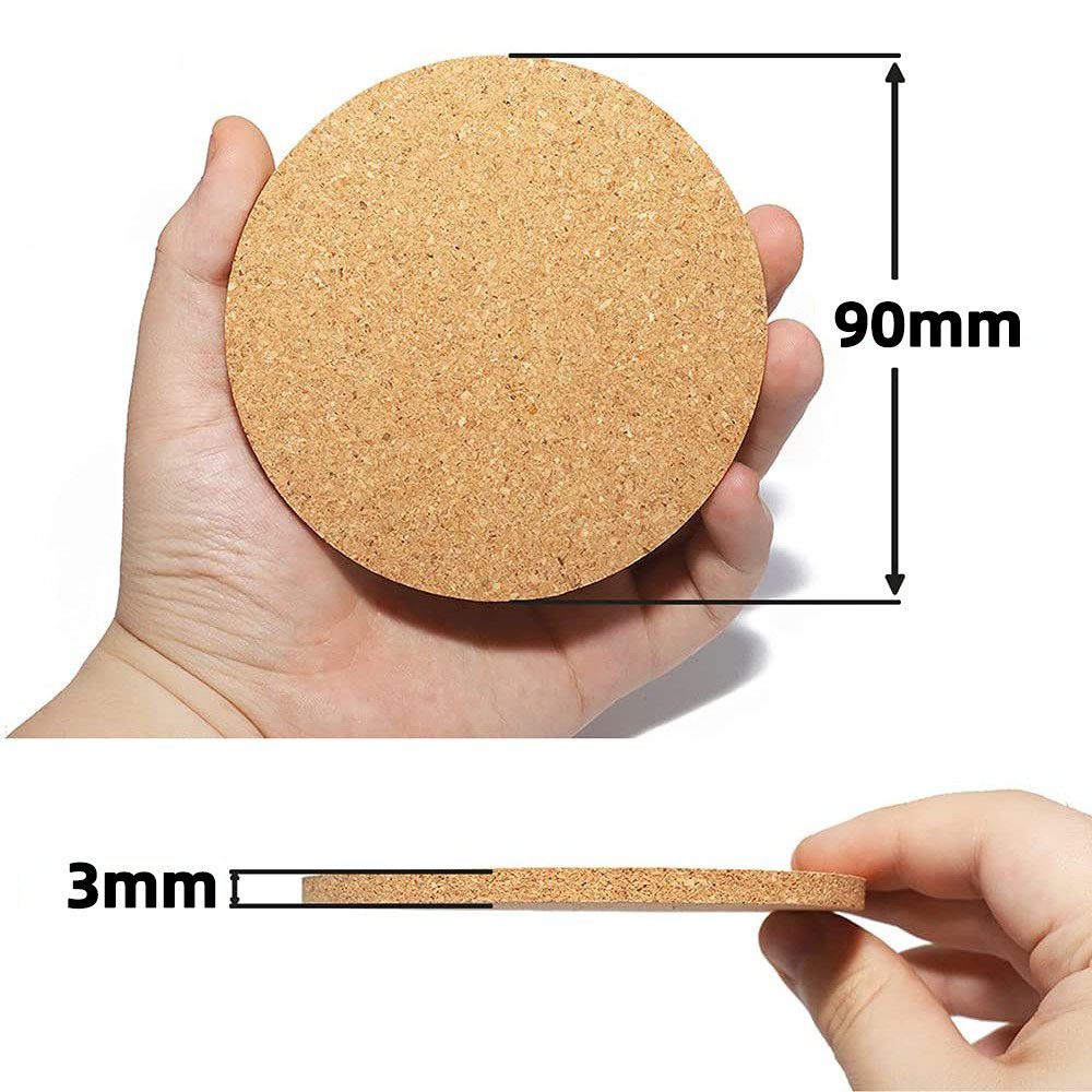 (10er Set) Ø90mm Kork Getränke Untersetzer DIY Glasuntersetzer - Braun