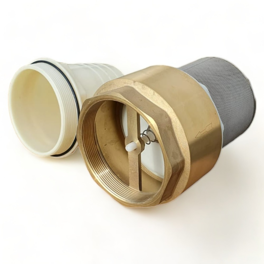 Clapet anti retour en laiton avec crépine et manchette, pour pompe - 3 pouces (80 mm)