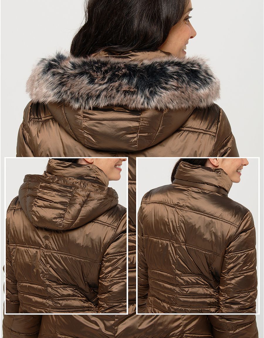 Doudoune marron capuche