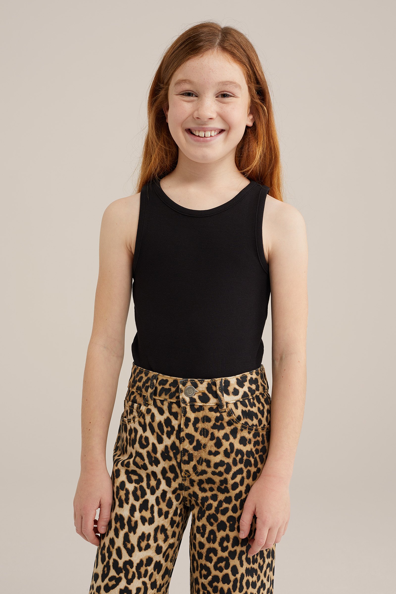 Meisjes singlet van ribstof WE Fashion Zwart