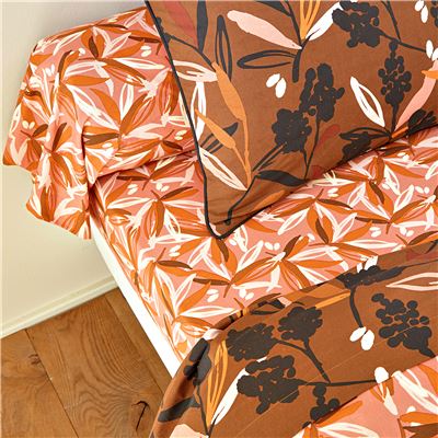 Linge de lit imprimé feuilles - BECQUET CRÉATION.