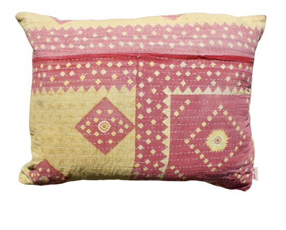 Kussen Kantha vintage 50x70 cm yellow pink
