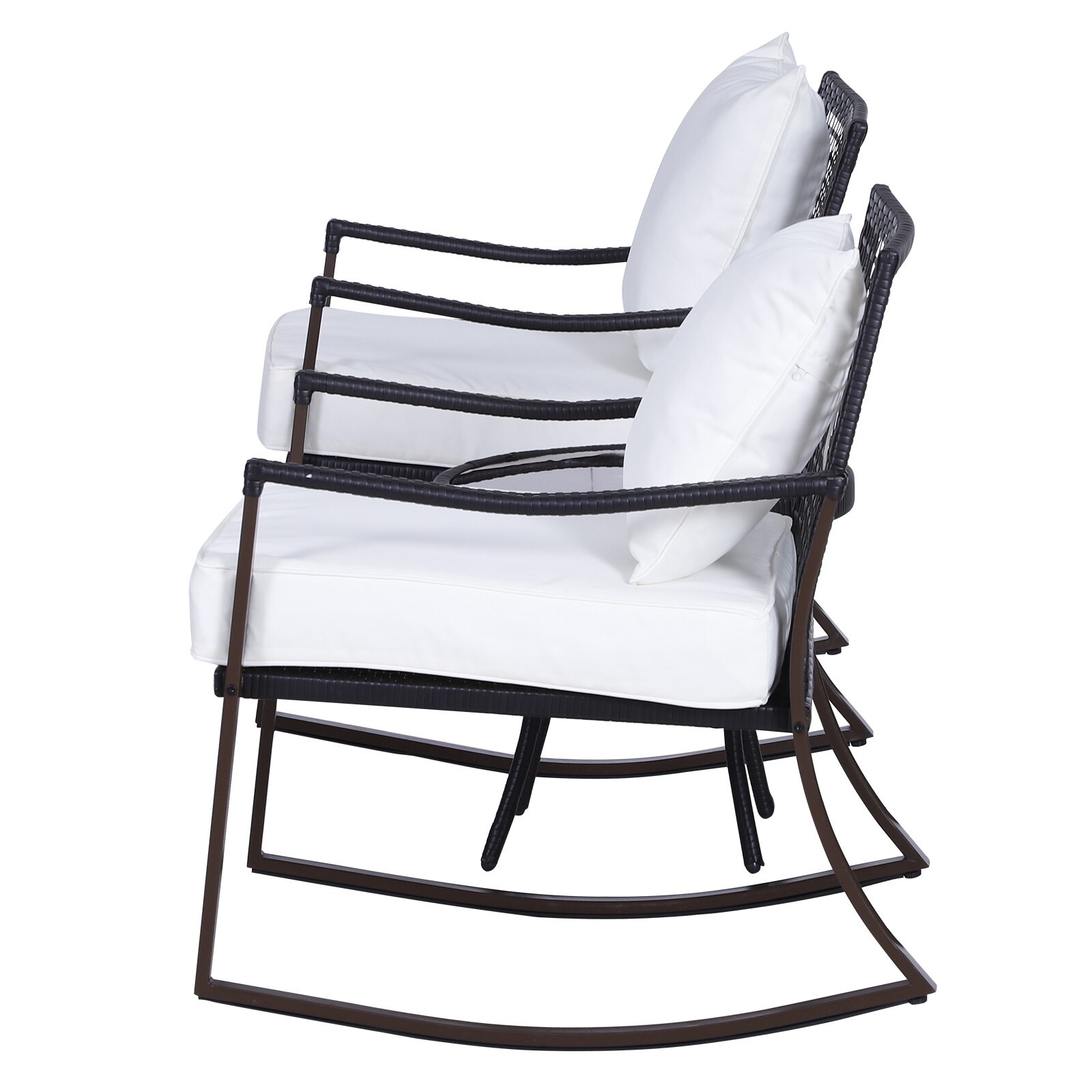 Outsunny Rattan Schaukelstuhl als 7-tlg. Set braun, cremeweiß