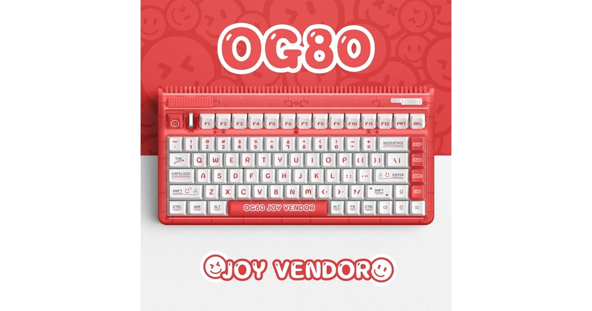 IqunixOG80 Joy Vendor Wireless Mechanical Keyboard, gaming toetsenbord  (Grijs/wit, US lay-out, Cherry MX Brown, RGB leds, 80% (TKL), Hot-swappable, PBT, 2.4GHz | Bluetooth 5.1 | USB-C)