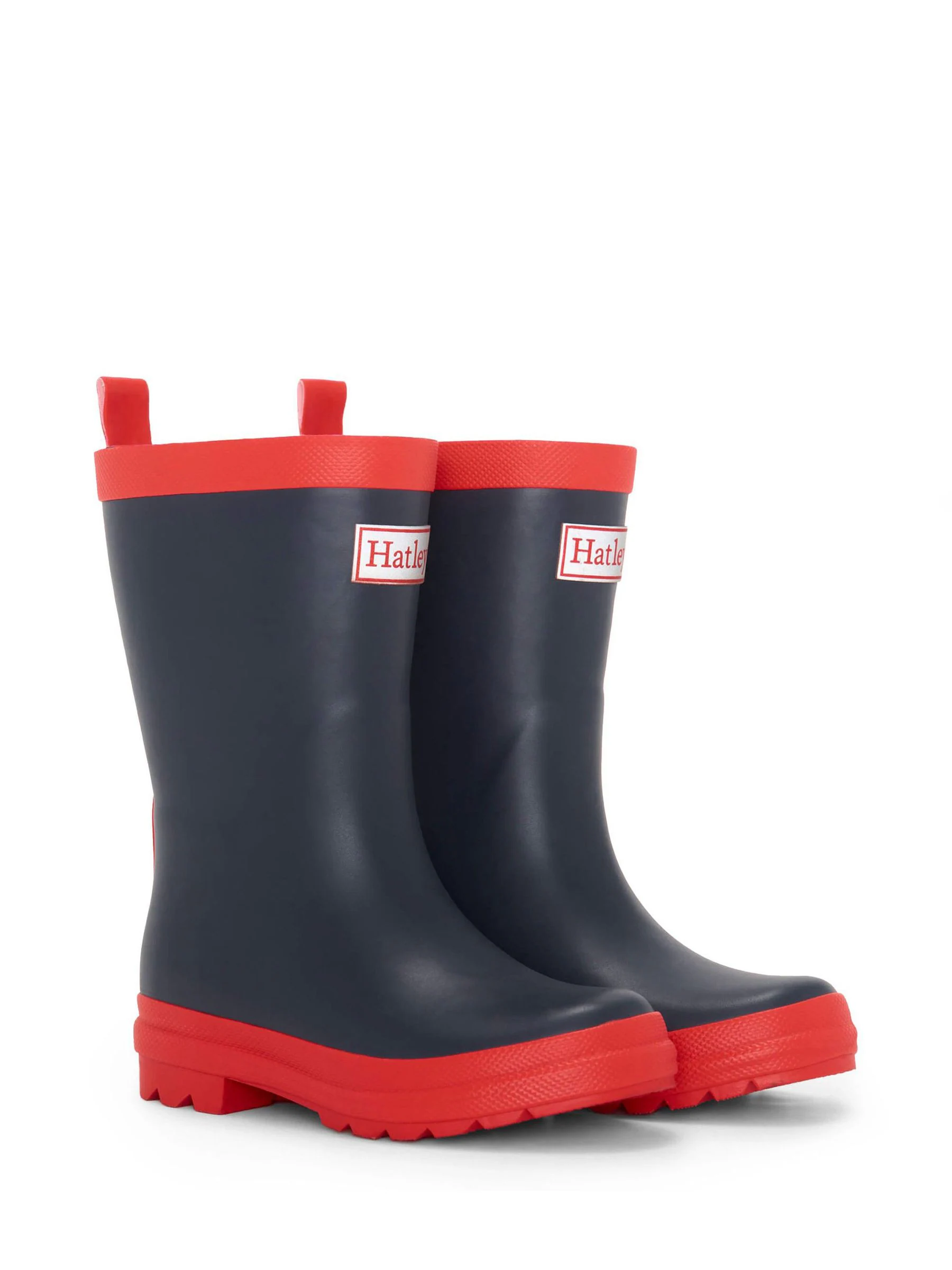 Hatley Blue Navy and Red Matte Rain Wellies