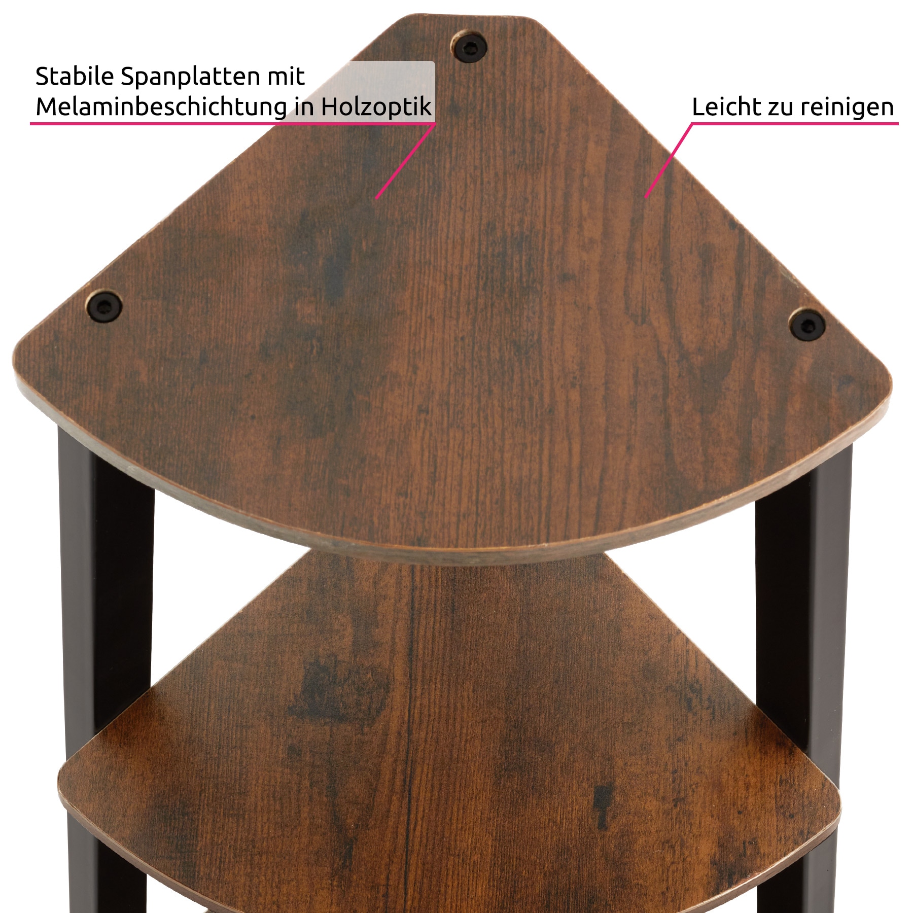 tectake® Eckregal, Industrial Style, mit 5 Ebenen, inklusive Kippschutz, 34 x 34 x 158,5 cm