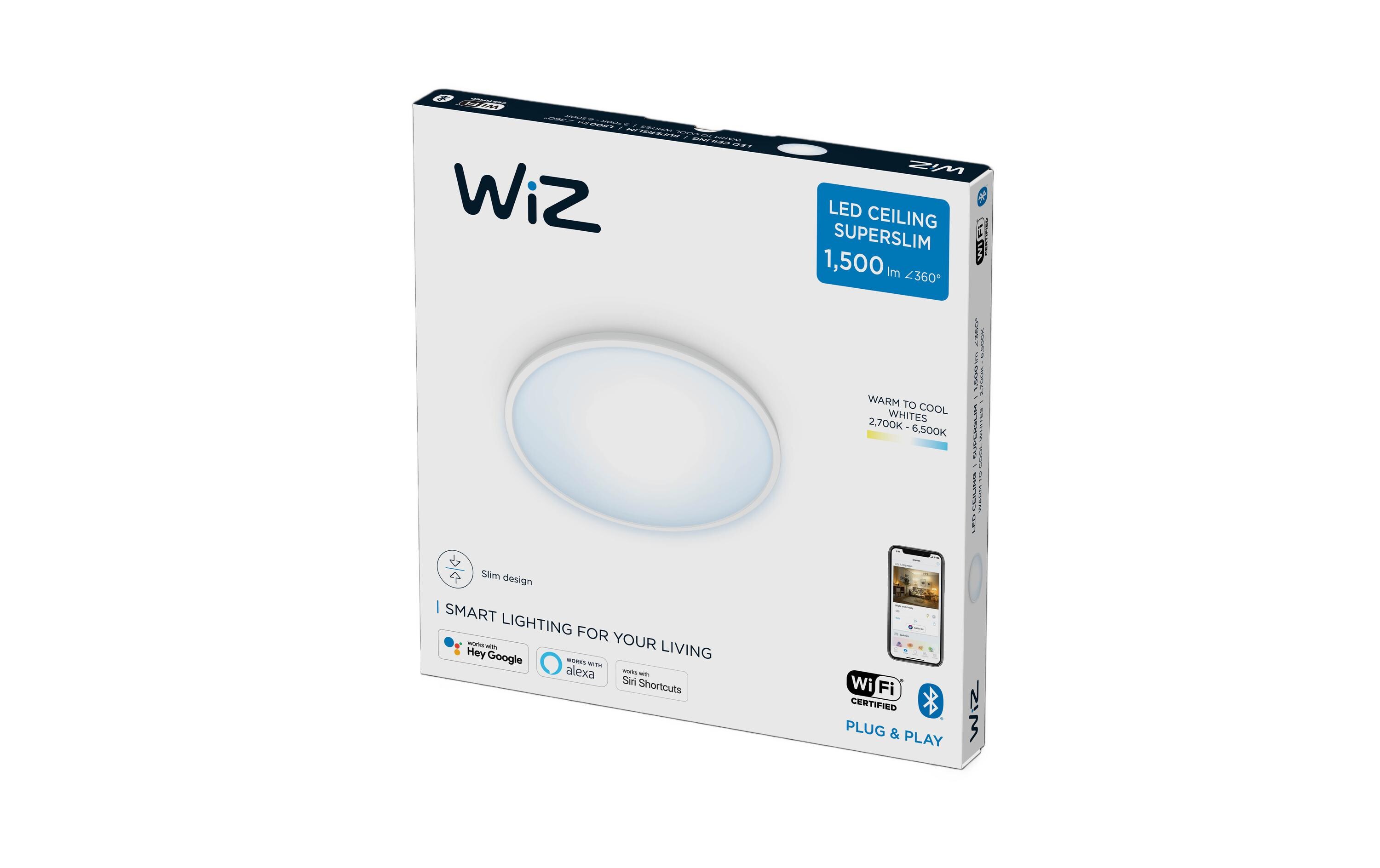 Deckenleuchte SuperSlim 16W Tunable White Weiss EinzelpackSmartes Leuchtmittel, steuerbar über Bluetooth, Matter, WLAN