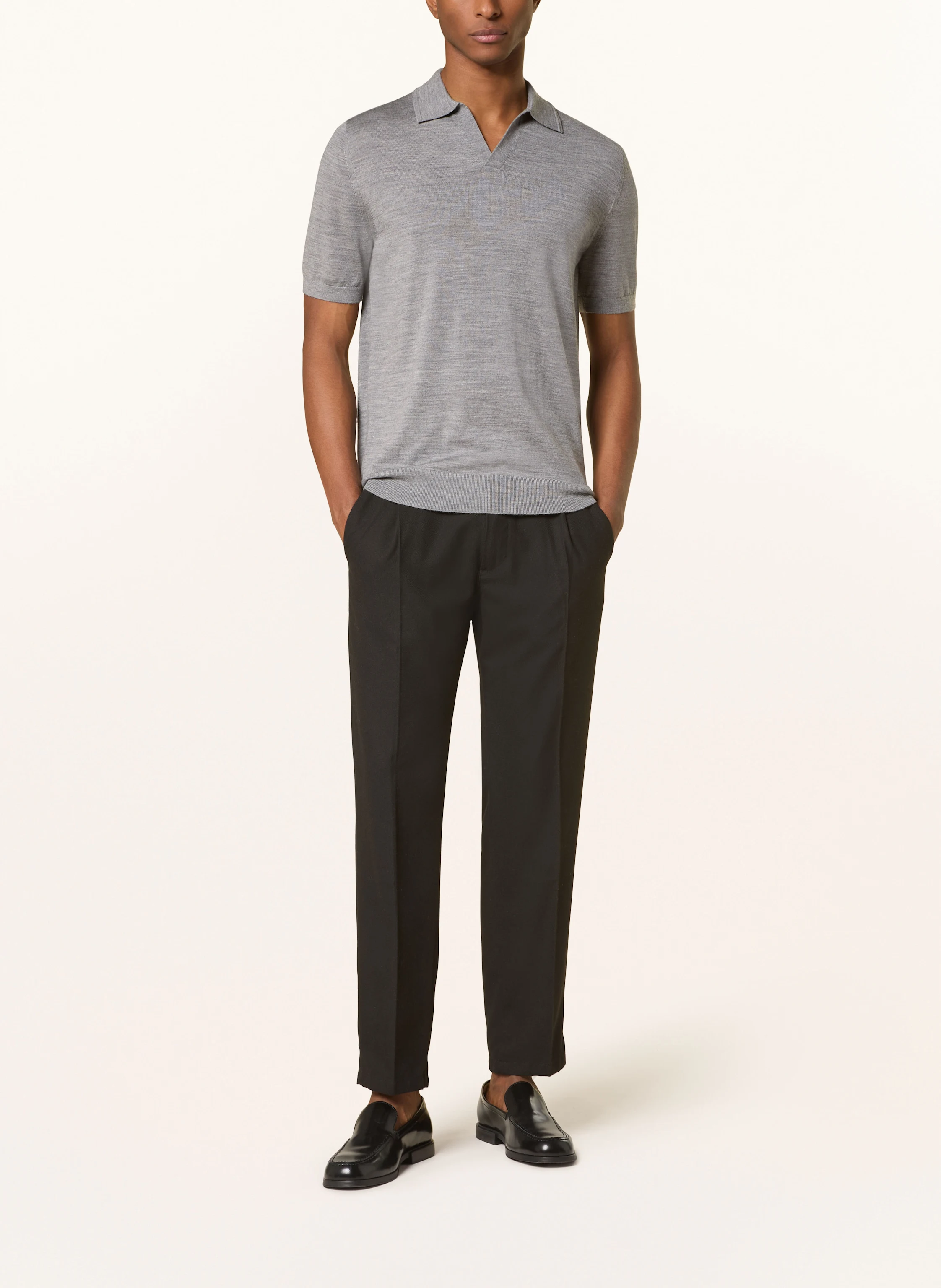 REISS Strick-Poloshirt aus Merinowolle
