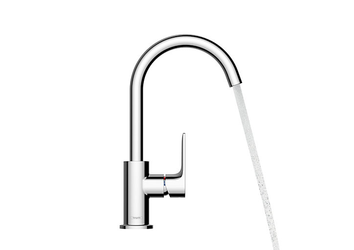 Mitigeur de lavabo Rebris E 210 avec bec orientable, tirette et vidage Chromé