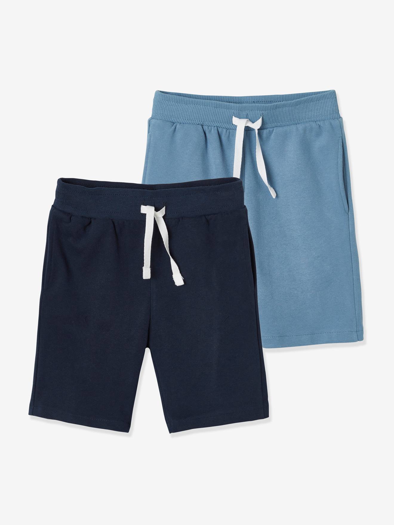 Conjunto de 2 bermudas de lã polar bicolor pretas/multicoloridas para meninos