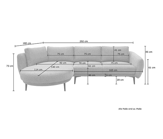DOMO collection Loungesofa »Toledo«, links, anthrazit