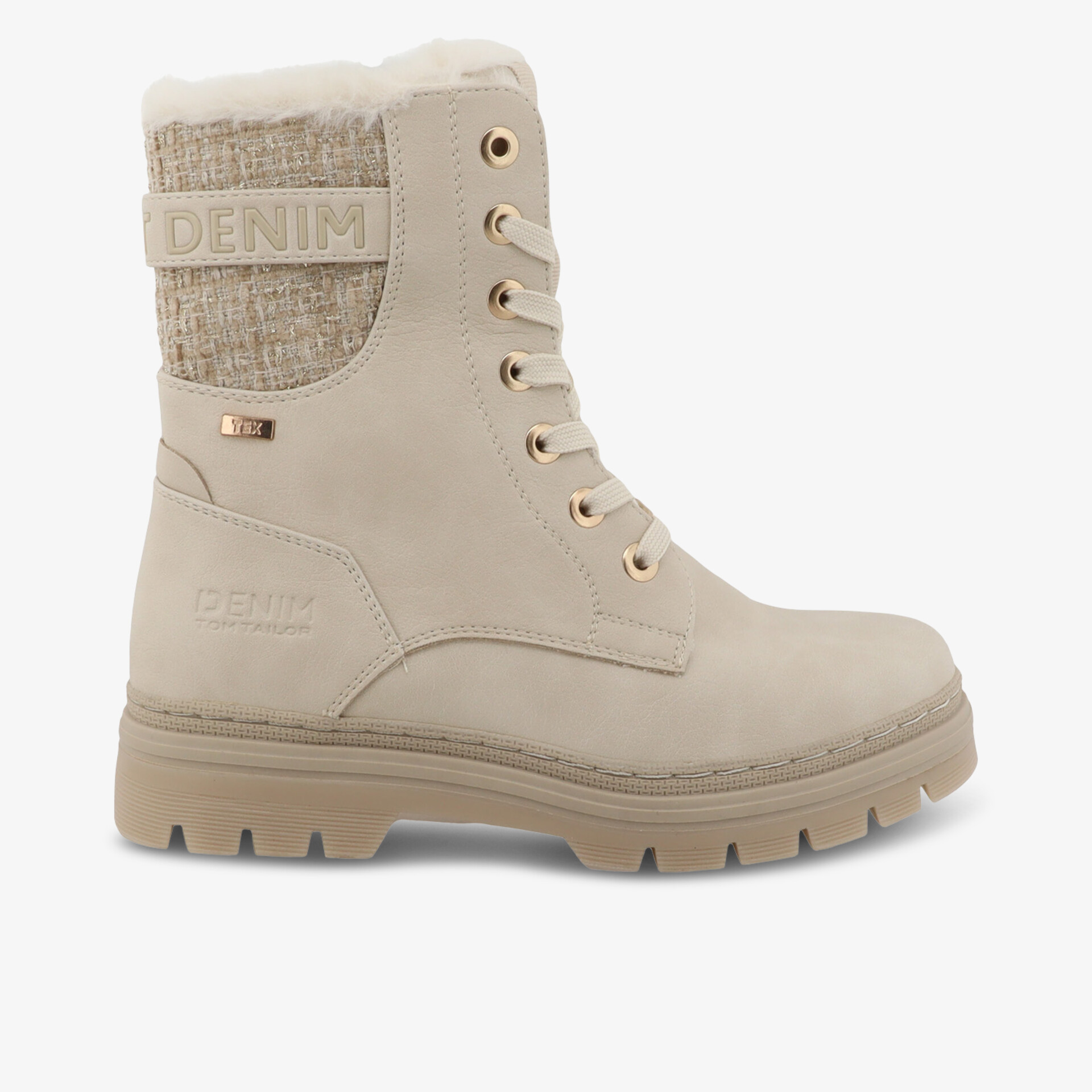 TOM TAILOR Damen Schnürstiefeletten beige