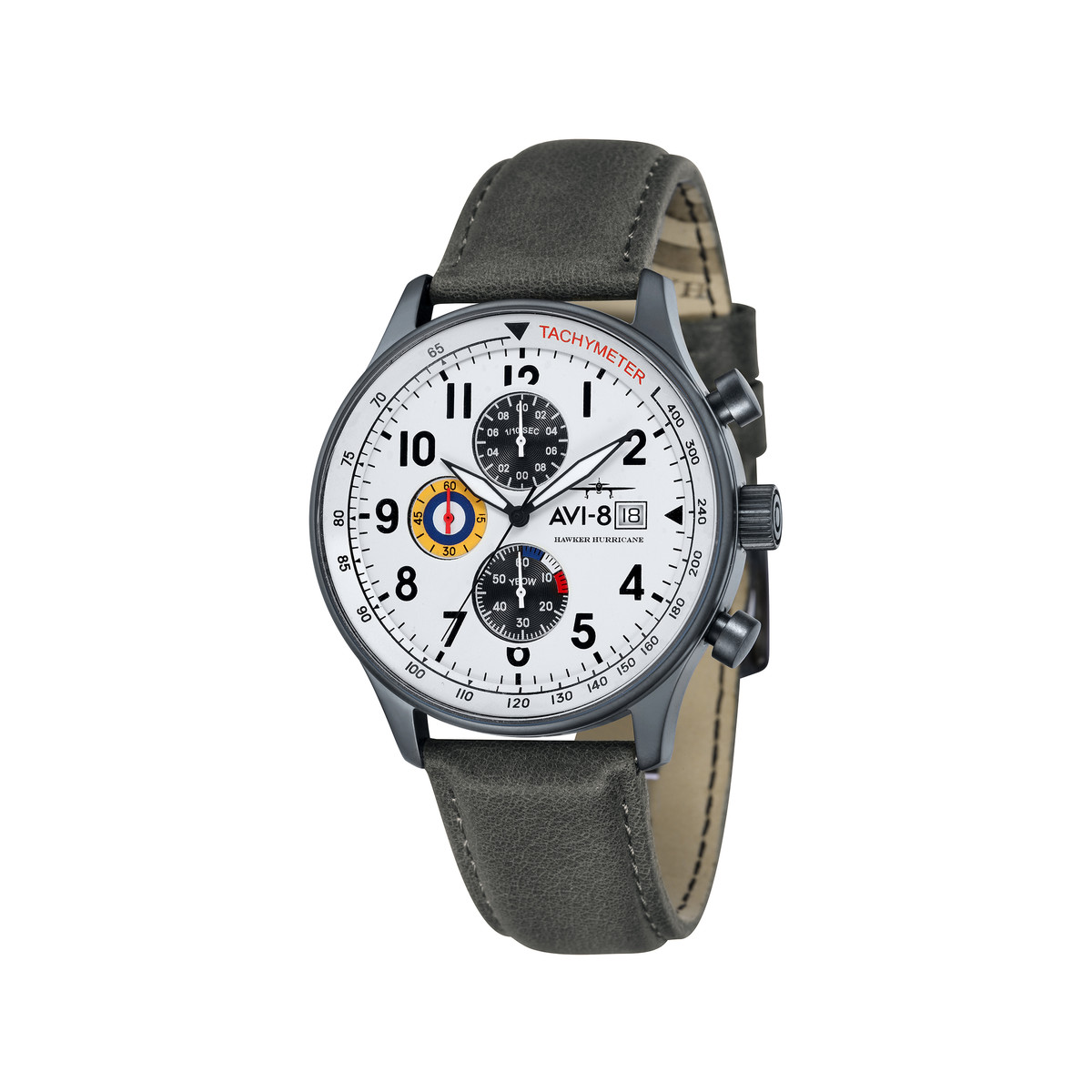 Montre AVI 8 Hawker Hurricane homme acier bracelet cuir gris