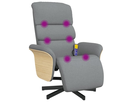 VIDAXL - Fauteuil Relaxation Fauteuil inclinable de massage et repose-pieds gris clair ti...