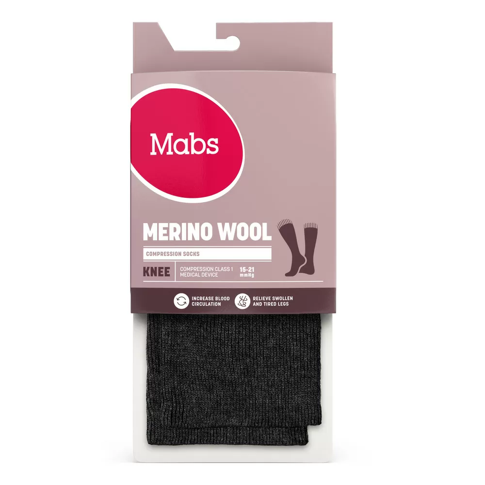 Mabs Wool Knee Black - Flere størrelser