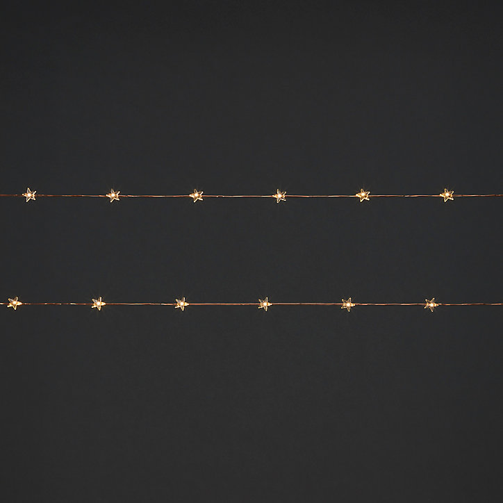 Guirlande lumineuse LED intérieure blanc chaud câble cuivre 1,82 m décor étoile
