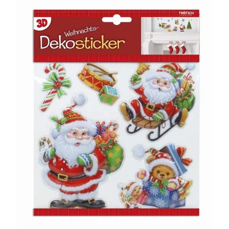 Trötsch 3D Weihnachts-Dekosticker, 1 Stickerbogen, 4-fach sortiert