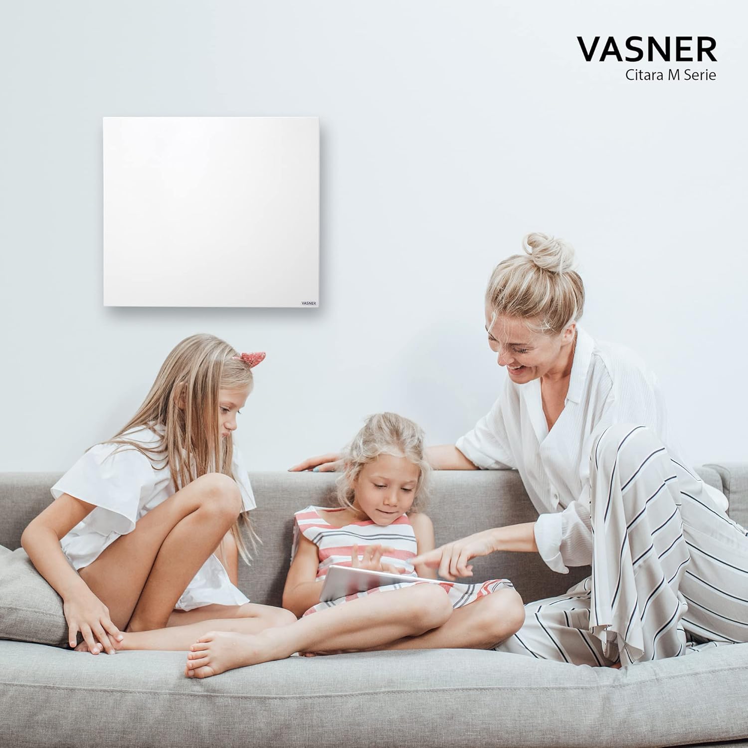VASNER Citara M Infrarotheizung – Infrarot Elektroheizung Metall weiß Wandheizung Deckenheizung IP44 Schutz Bad Heizpaneel Innenbereich 10 J. Garantie (450 Watt)