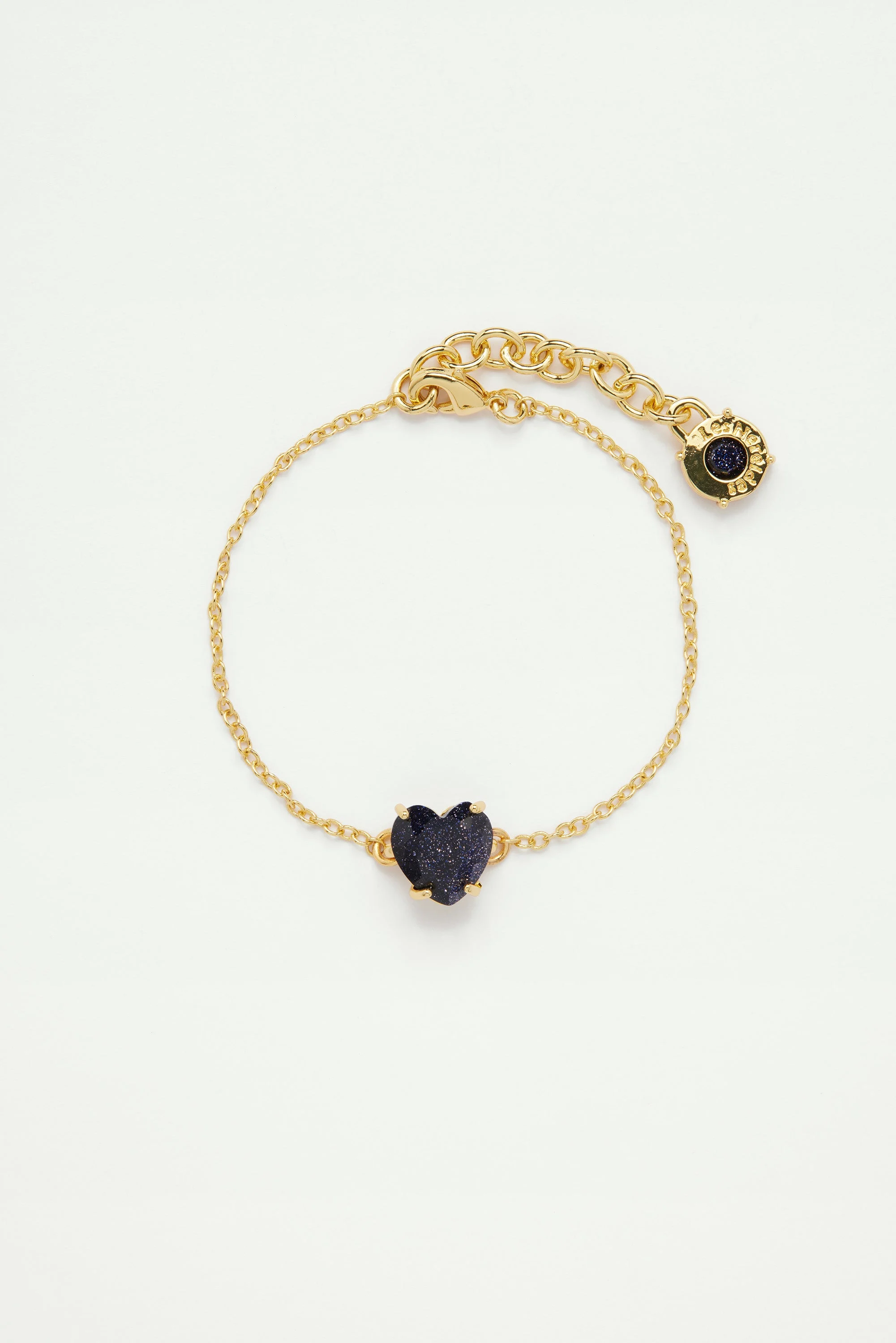 Bracelet fin pierre cœur la diamantine bleu nuit pailleté | Bleu