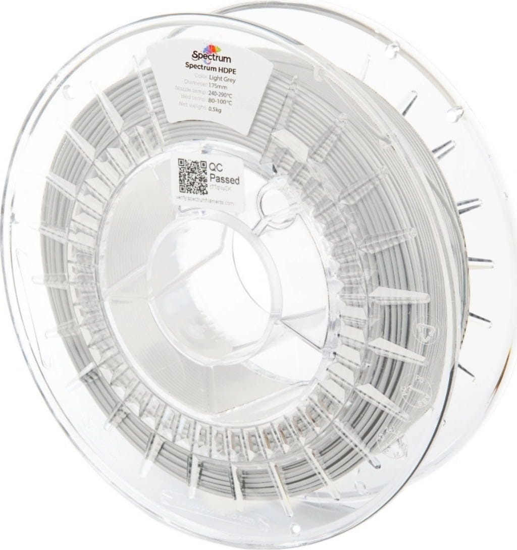 Spectrum  HDPE Light Grey, 1,75 mm / 500 g    High-Density Performance mit echter Low-Warp-Technologie in Light Grey