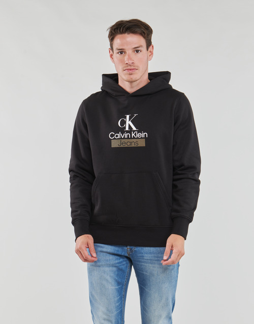 Calvin Klein Jeans - STACKED ARCHIVAL HOODY - Noir