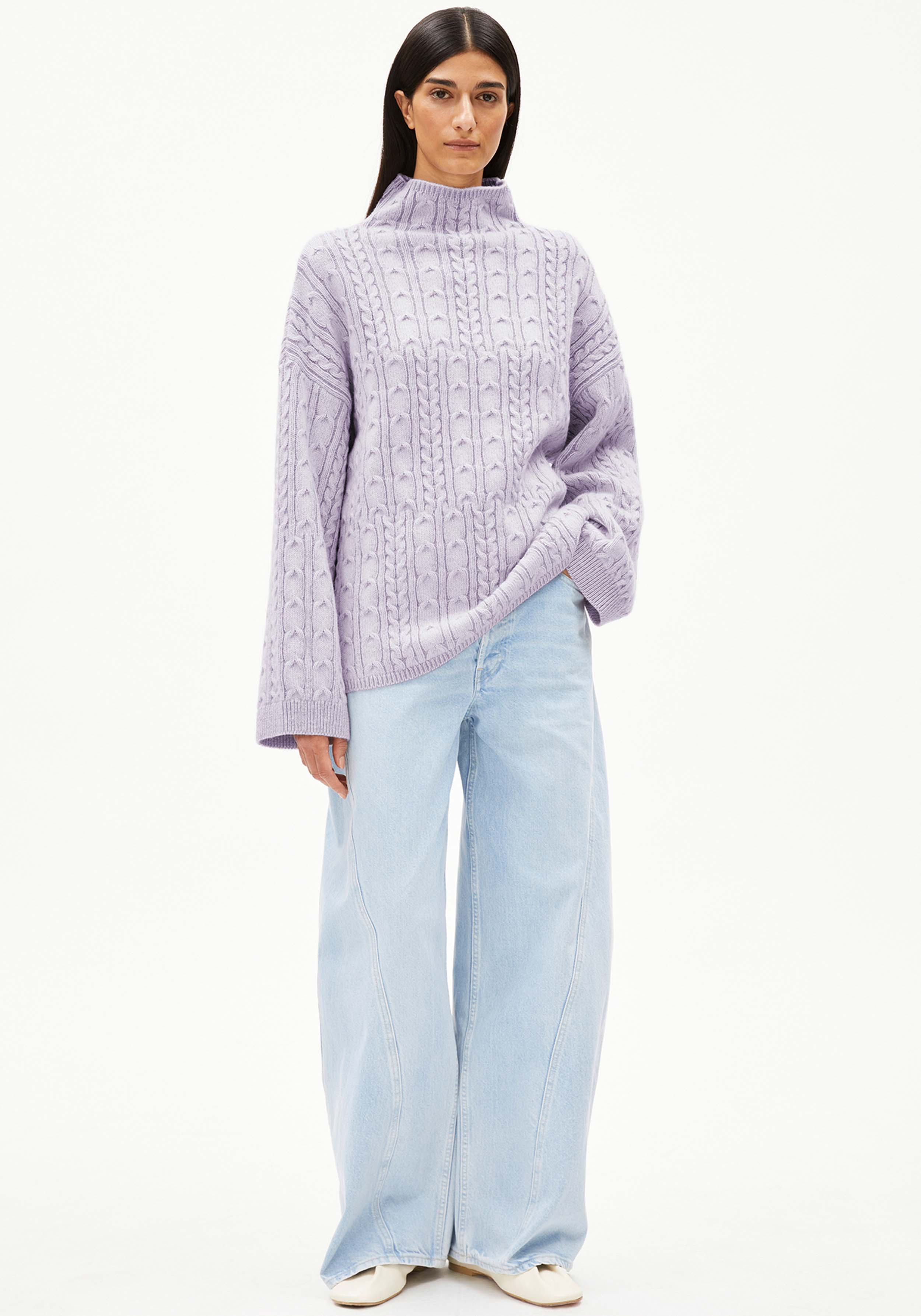 Armedangels Strickpullover Aaori Vanise Oatmilk-Frozen Lavender