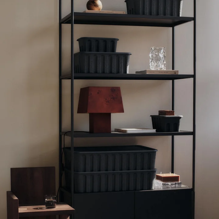 Ferm Living - Paper Pulp Aufbewahrungsbox, XL, charcoal (2er-Set)