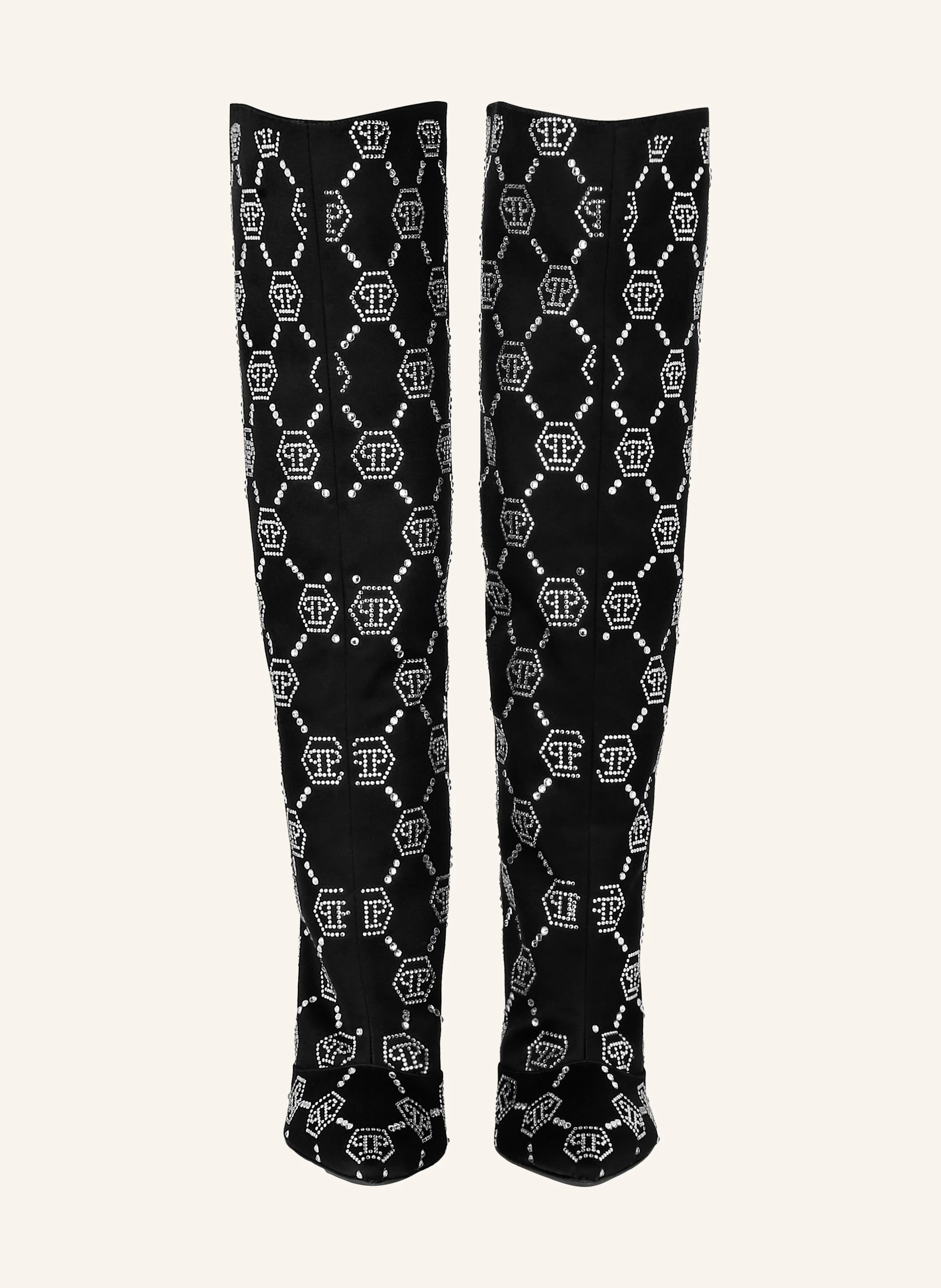PHILIPP PLEIN Stiefel mit Steinbesatz MONOGRAM