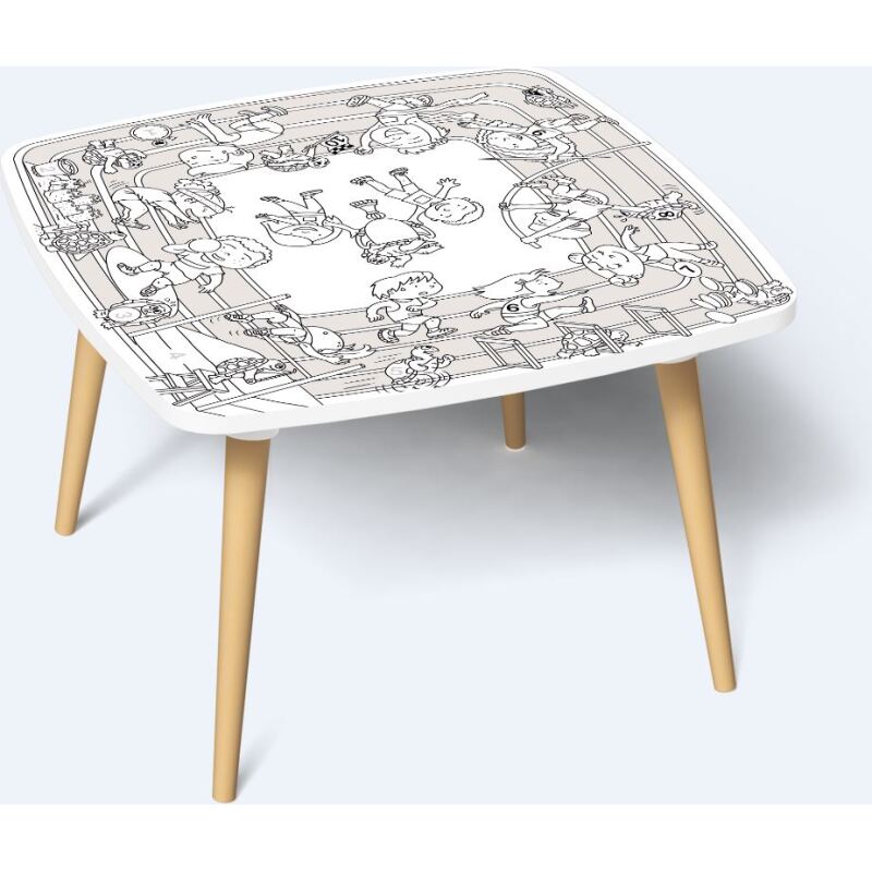 Table basse KIDS à colorier - Motif Athlètes - Lot de 2
