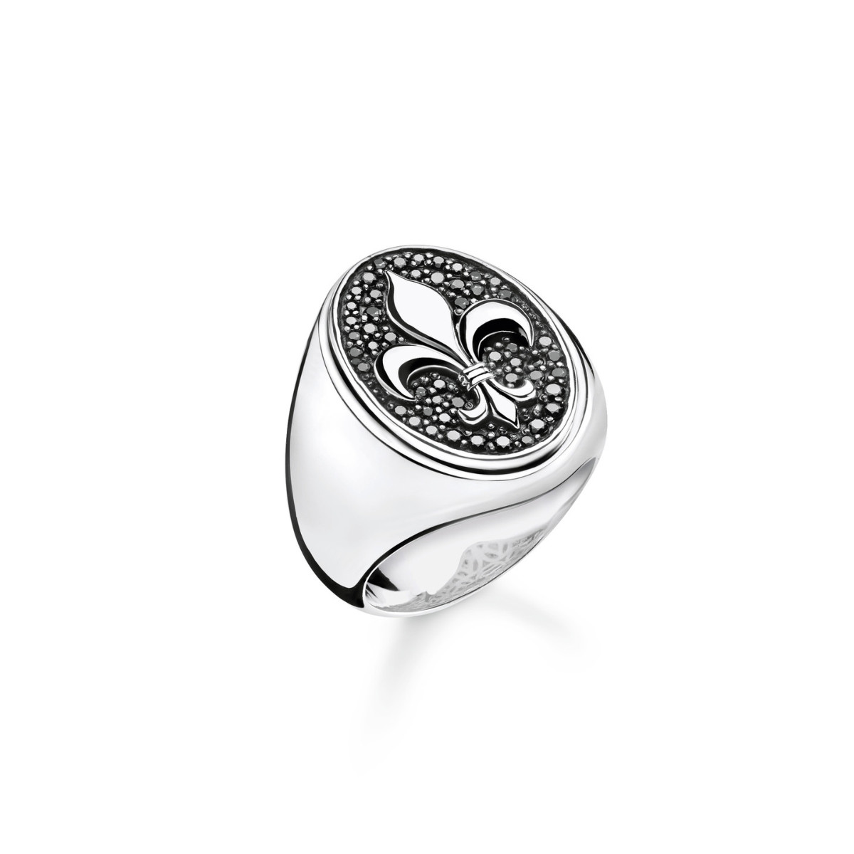 Chevalière THOMAS SABO argent 925 fleur de Lys et zirconias
