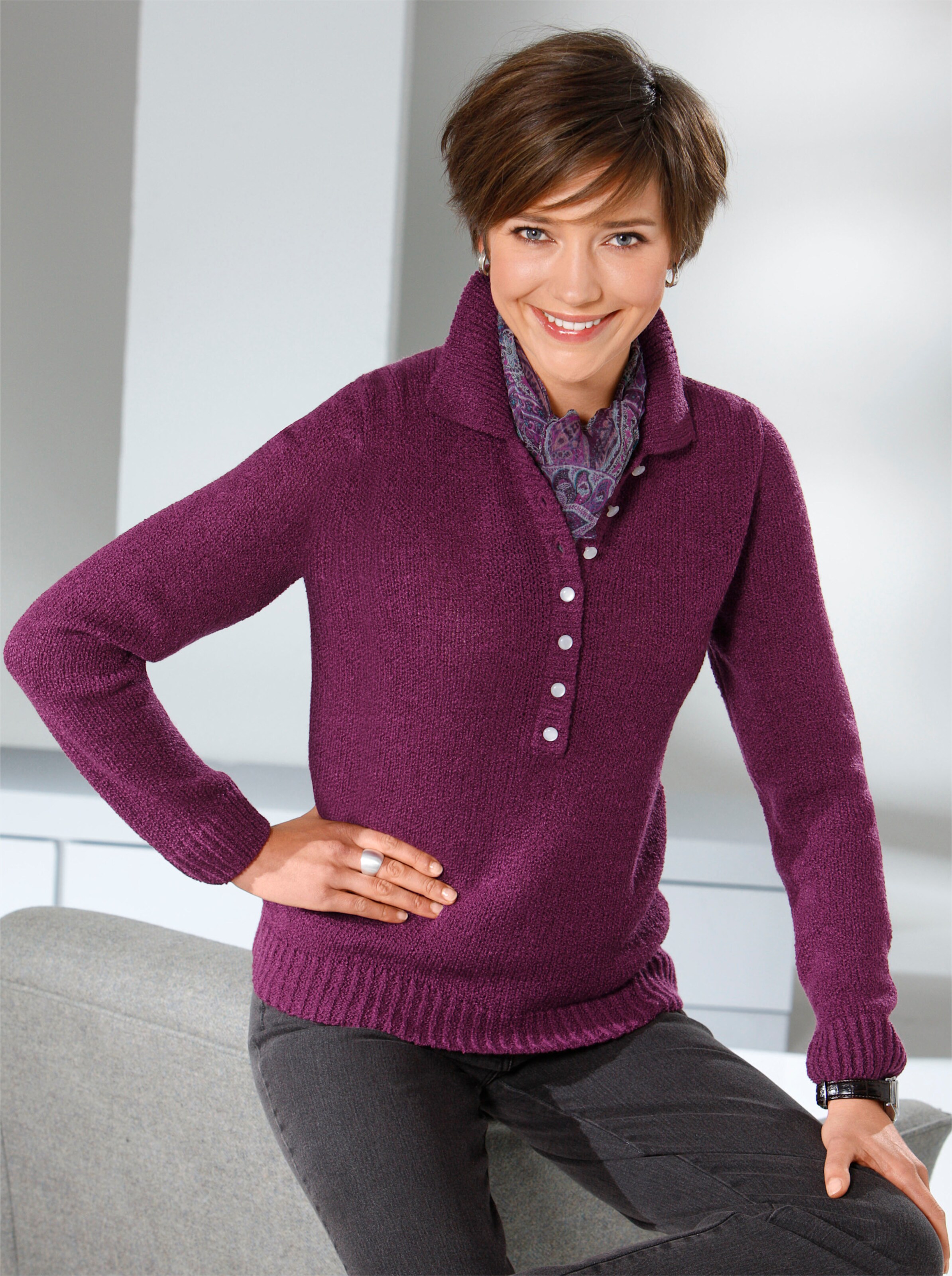 Polopullover in brombeer