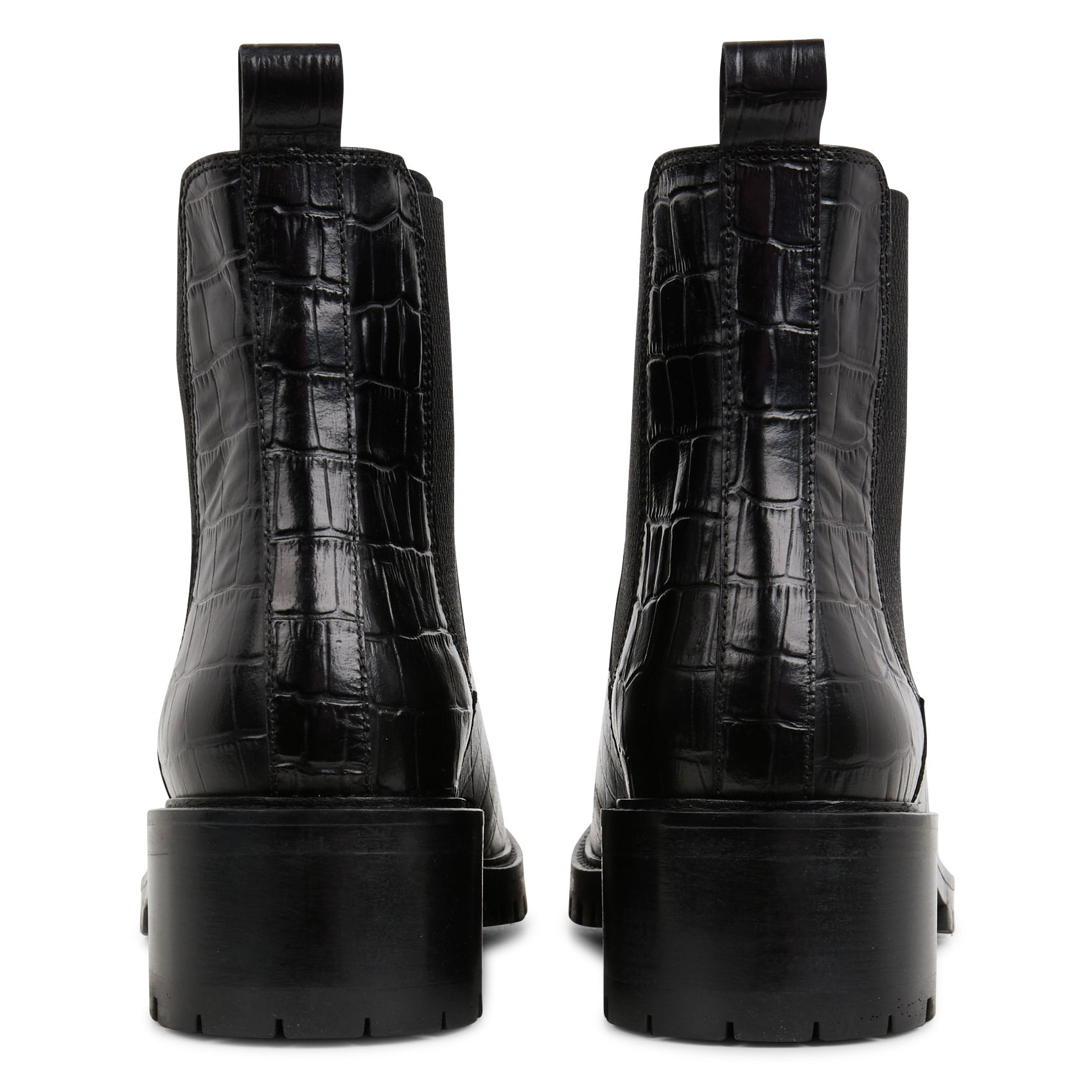 ADOLIE - Bottines en cuir embossé croco | Noir