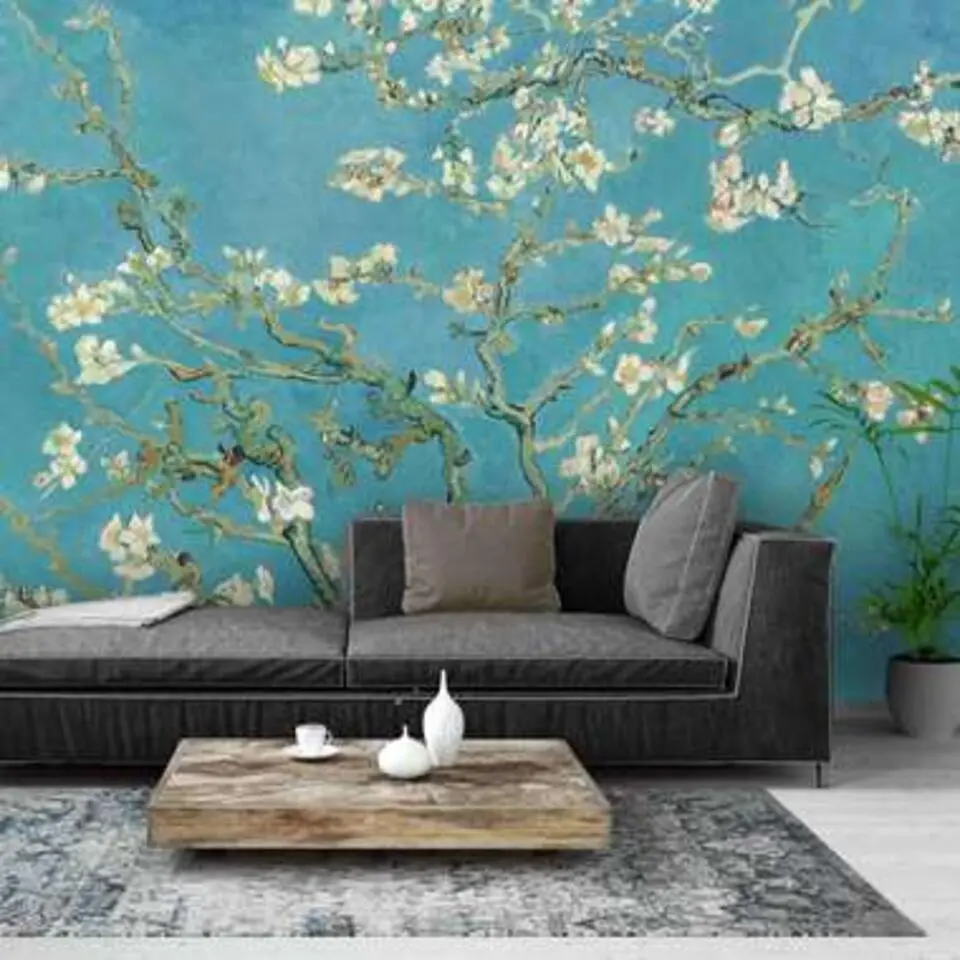 Fotobehang Van Gogh Amandelbloesem - 260x384cm - Blauw