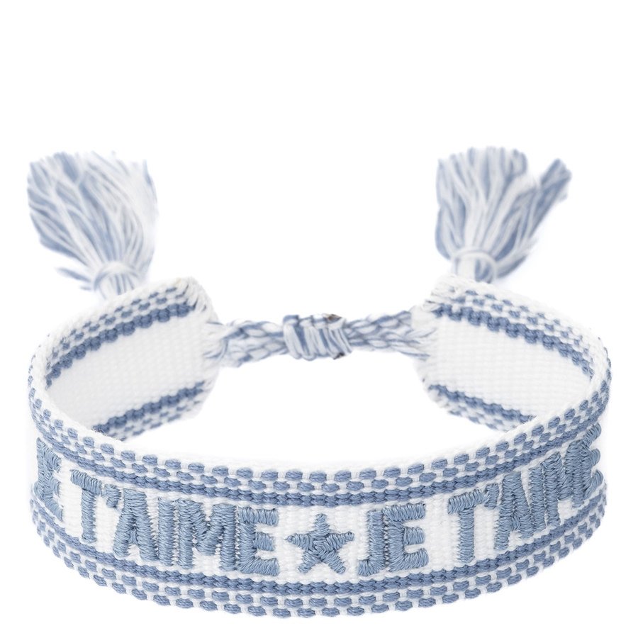 DARK Woven Friendship Bracelet Je T'aime White With Light Blue