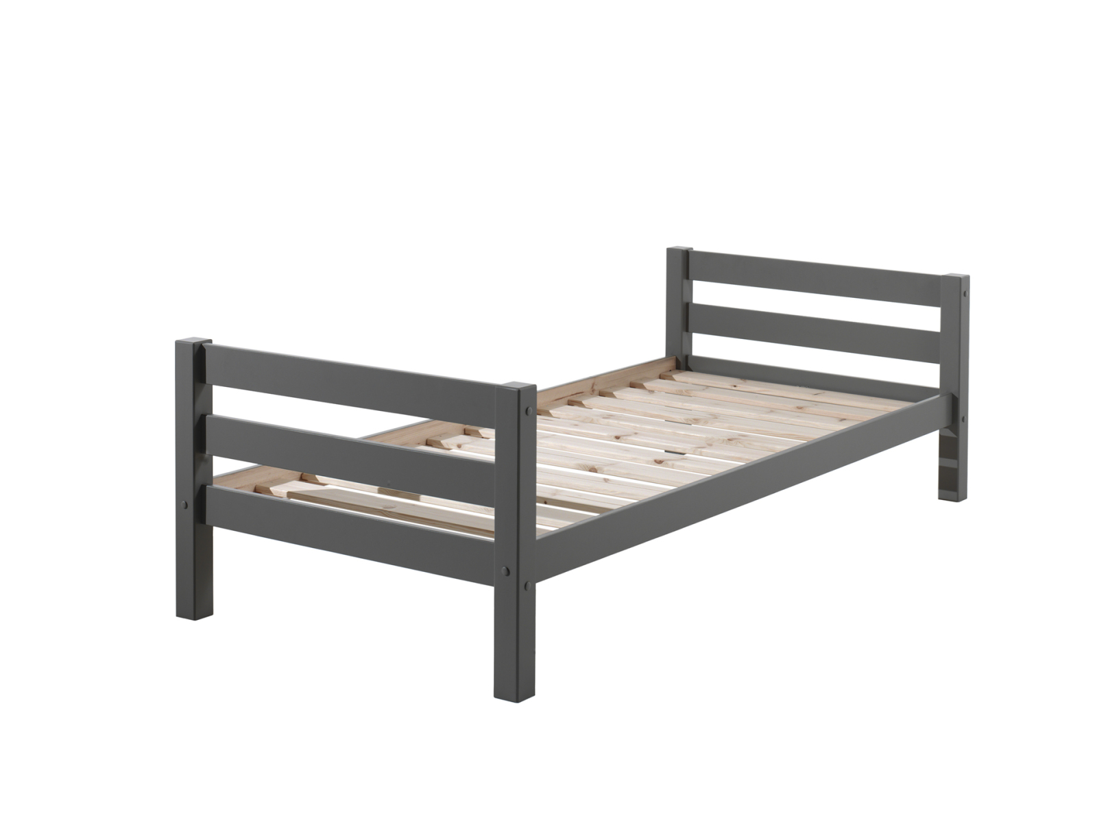 Einzelbett PINO - grau - Kiefer massiv - 90x200 cm