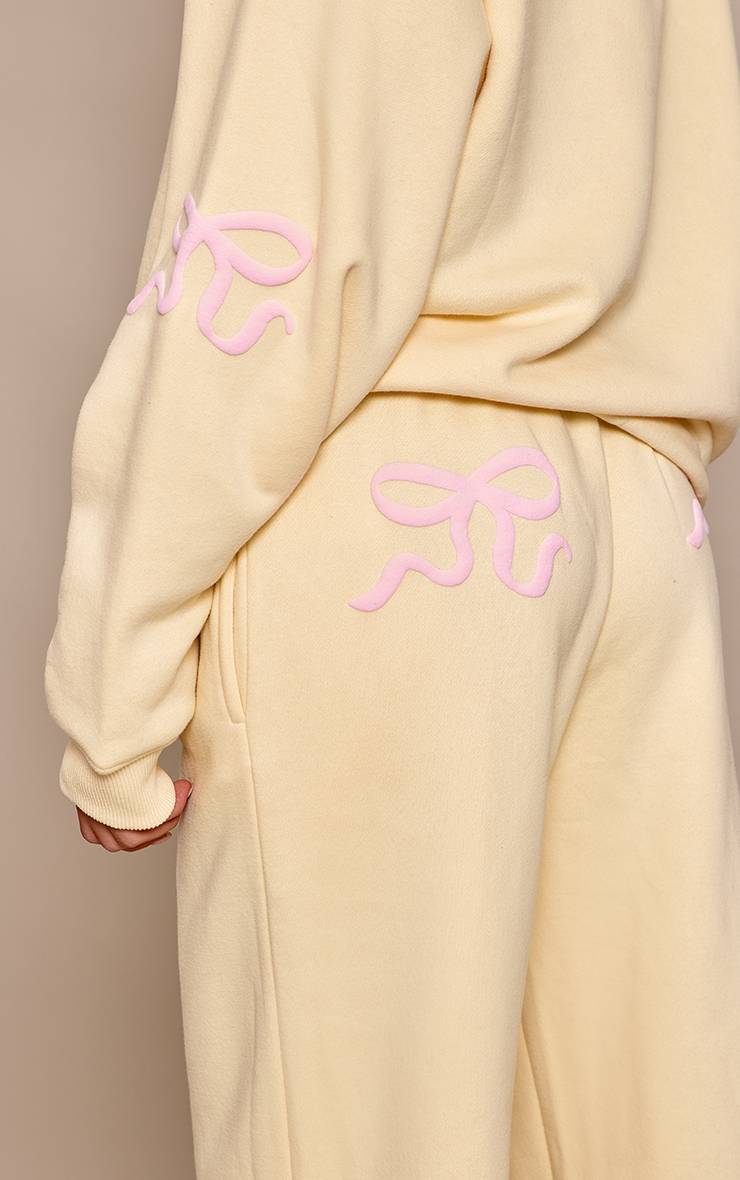 Butter Yellow Jogging Droit À Imprimé Nœuds Bouffants