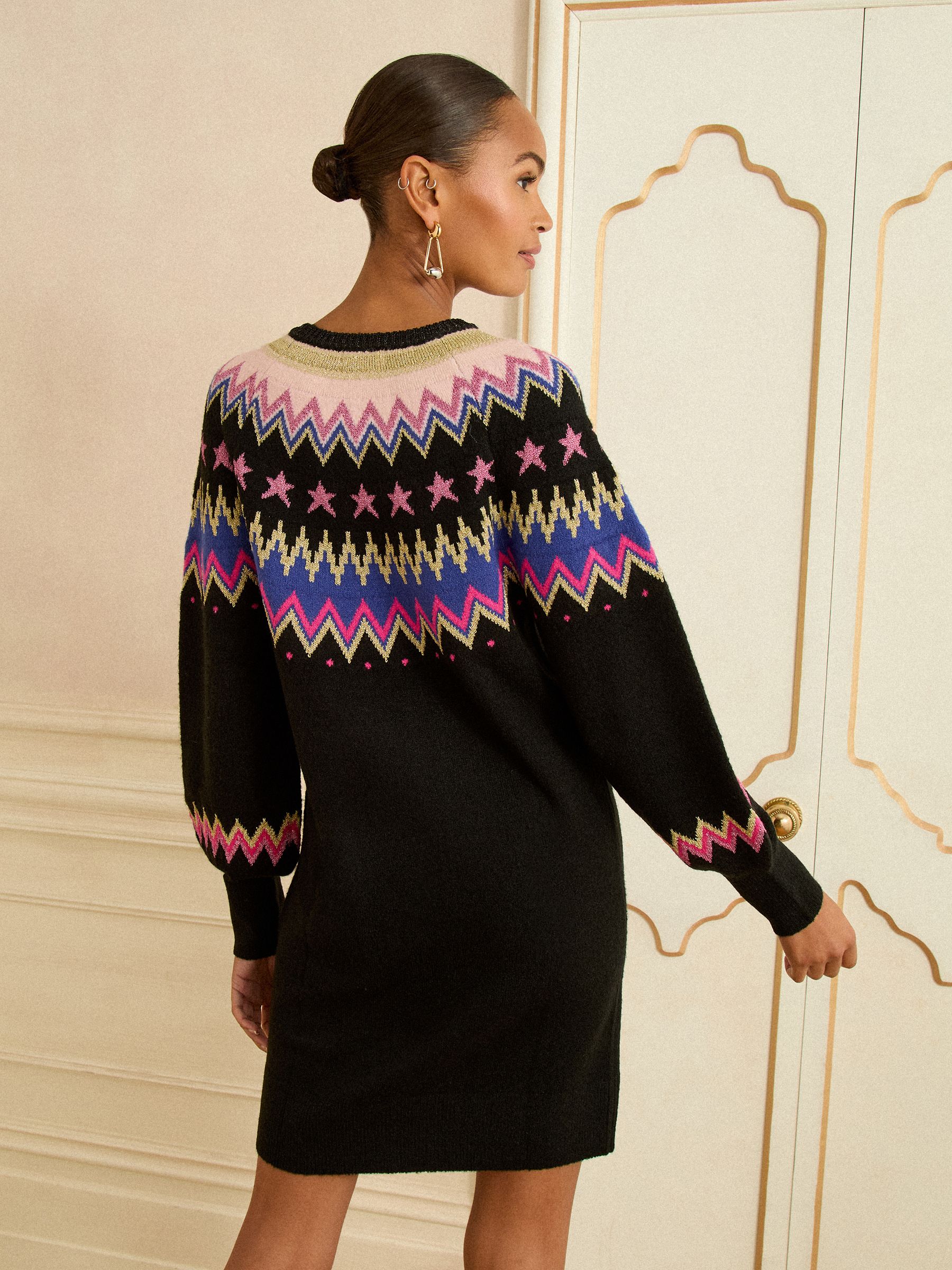 Love & Roses Fairisle Crew Neck Knitted Mini Dress