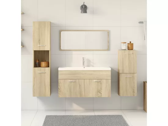 Ensemble de meubles de salle de bain 4 pcs chêne sonoma