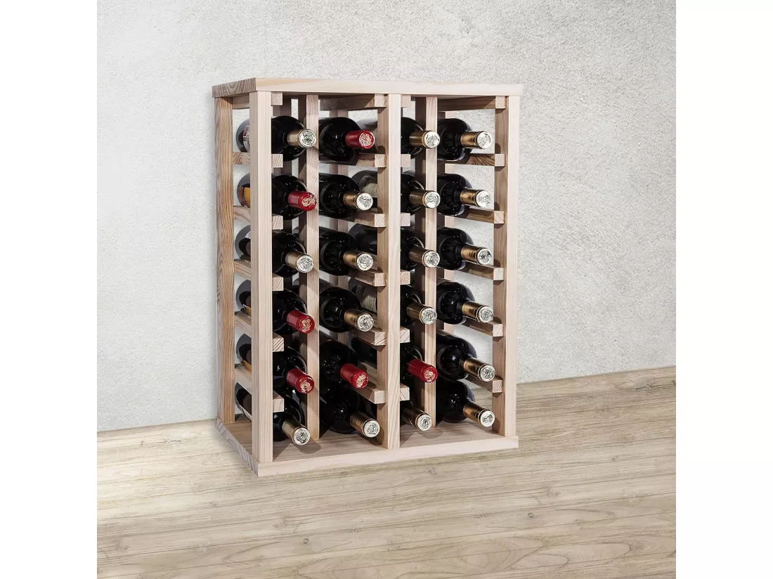 WELL HOME - Casier à bouteilles en bois de pin 24 étagères NON VERNI