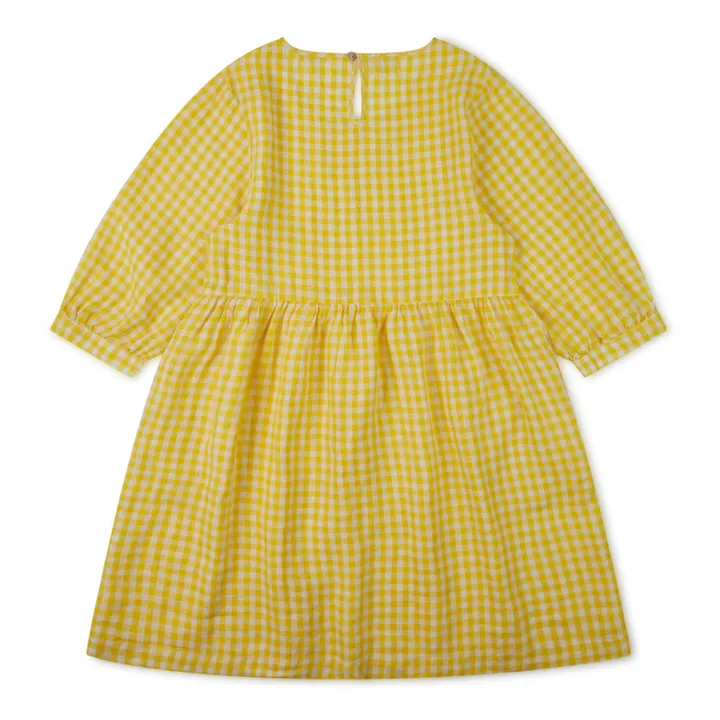 Matona Robe Day Carreaux Lin | Jaune moutarde