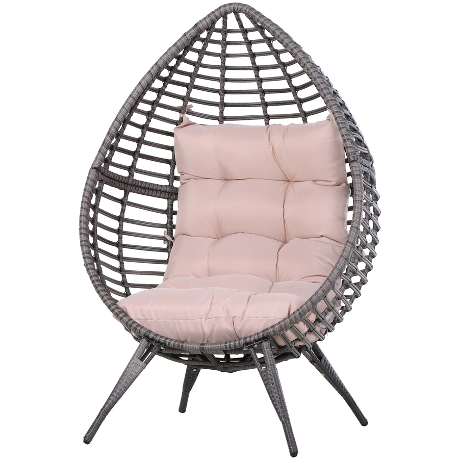 Outsunny Gartensessel in Tropfen Design grau, beige